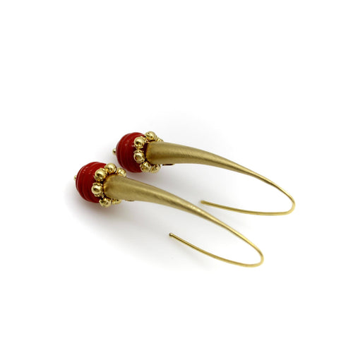 Boucles d'oreilles Boucles d'oreilles pendantes modernistes italiennes en or 14 carats avec sphère en verre 58 Facettes A20063