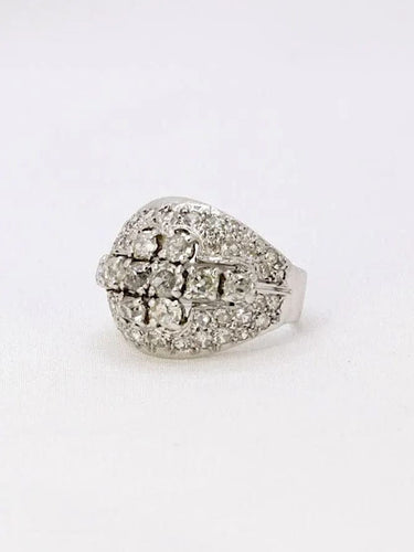 Bague 45 Bague dôme or blanc diamants taille ancienne 58 Facettes J179