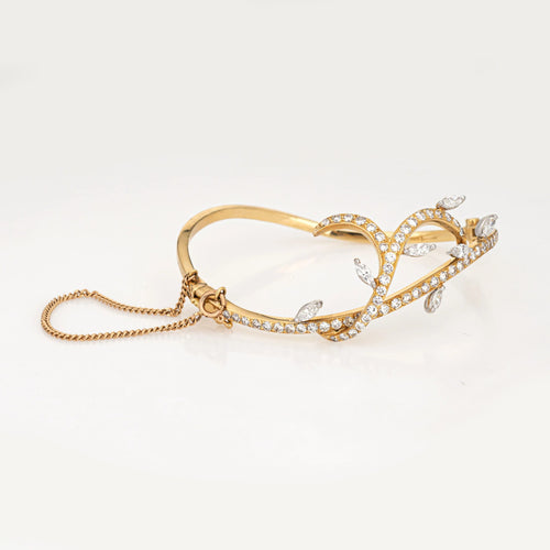 Bracelet Bracelet vigne vintage en or jaune 18 carats avec diamants de 1,50 ct et bijoux fins 58 Facettes G13389