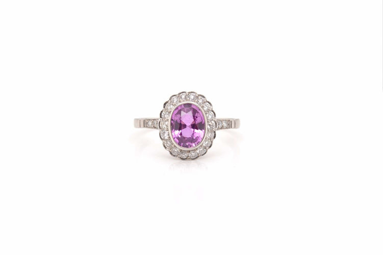 Bague 55 Bague Platine Saphir rose Diamants 58 Facettes 24085
