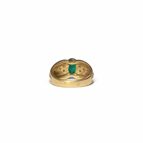 Bague 53 Bague godronnée or jaune émeraude 58 Facettes REF2575-343