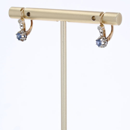 Boucles d'oreilles Boucles d'oreilles saphirs anciennes en dormeuse 58 Facettes 21-374