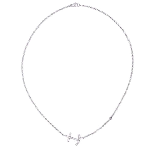 Collier or blanc et diamants. 58 Facettes 33429