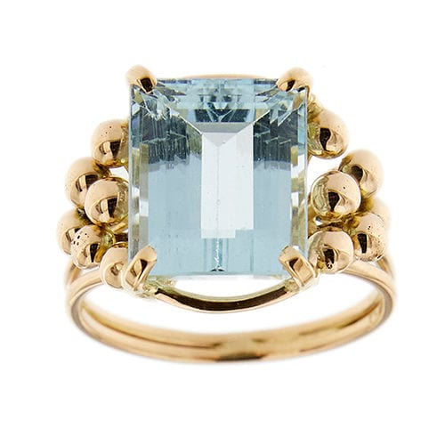 Bague 57 Bague en or rose avec aigue-marine 58 Facettes 28613