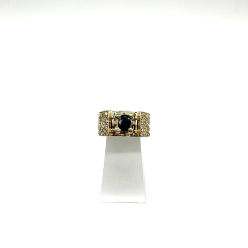 Bague 56 Bague or jaune, saphir et diamants 58 Facettes Z15B51686