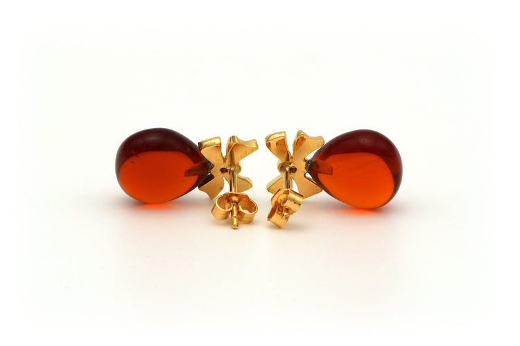 Boucles d'oreilles contemporaines en or jaune 18 carats serties d'agates et de diamants