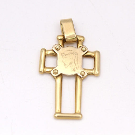 Pendentif Croix sérigraphiée en or 18 carats avec pendentif Christ 58 Facettes E360740A