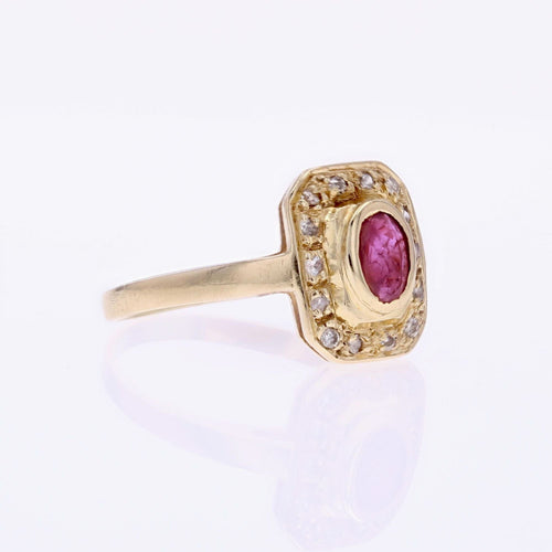 Bague 52 Bague or jaune géométrique diamants rubis 58 Facettes CV135