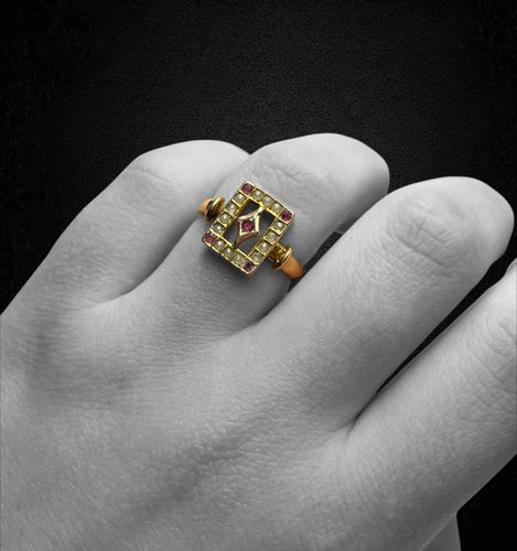 Bague Bague du début du XXe siècle ornée de rubellites et de micro-perles 58 Facettes