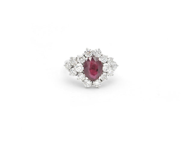 Bague Bague en or 18 carats avec rubis 4 carats et diamants 58 Facettes