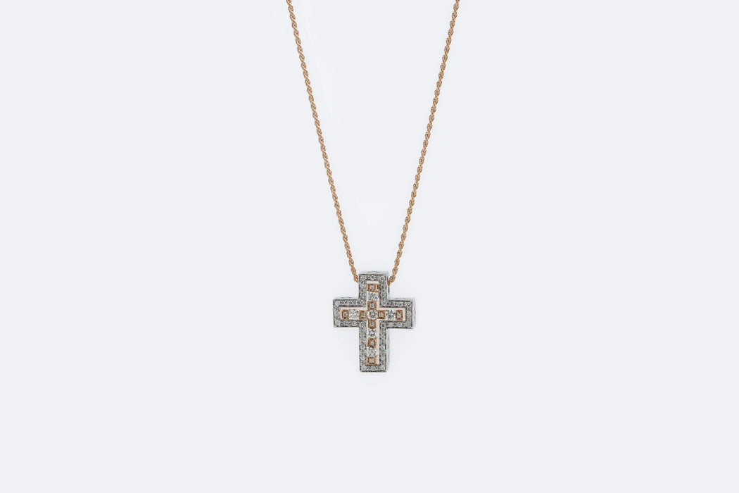 Collier Collier Damiani avec crucifix en or rose et diamants 58 Facettes COL248