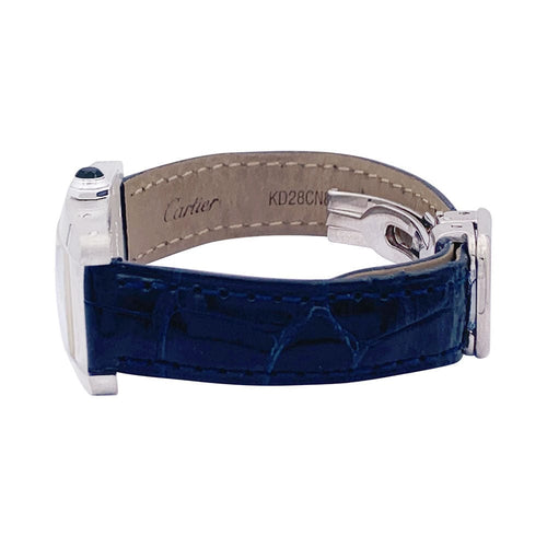 Montre Montre Cartier "Tank américaine", or blanc, bracelet cuir. 58 Facettes 33369