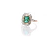 Ring 52 Platinum Ring Rose gold Emerald Diamonds 58 Facettes 25556 25237