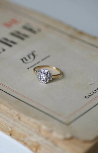 Bague Bague Art déco Diamants Or Jaune et Platine 58 Facettes