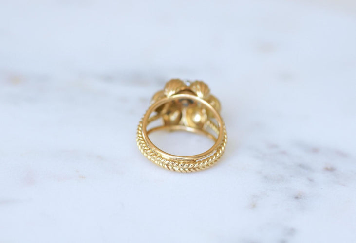 Bague 60 Bague Cocktail Fleur Péridot Diamants Or Jaune 58 Facettes