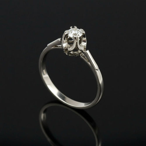 Bague Anello con Solitario di Diamante, ct. 0,17 58 Facettes