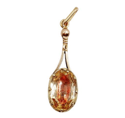 Pendentif Pendentif victorien or jaune, citrine sur paillon rouge (circa 1820) 58 Facettes A06126