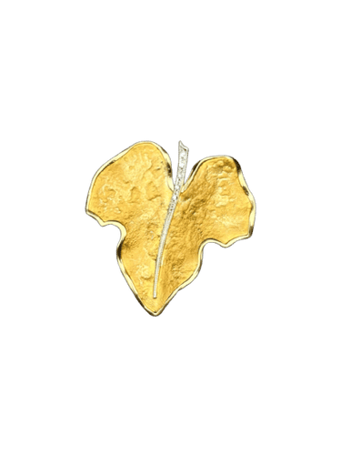 Broche Broche feuille de lierre en or jaune et diamants 58 Facettes
