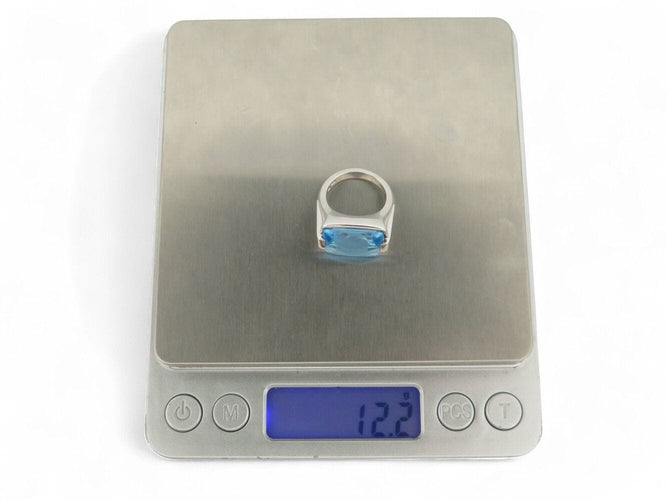 vintage bague BULGARI metropolis aigue marine t50 or blanc 18k