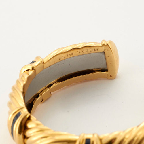 Bracelet Bracelet Rigide OJ PERRIN Or Jaune Godronné Saphirs 58 Facettes 4833