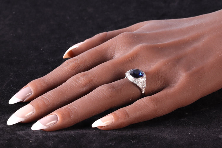 Bague 55 Bague saphir et diamant d'inspiration Art déco des années 1950 : une pièce audacieuse et affirmée 58 Facettes 24332-0063