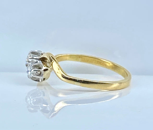 Bague toi et moi or jaune et blanc diamants