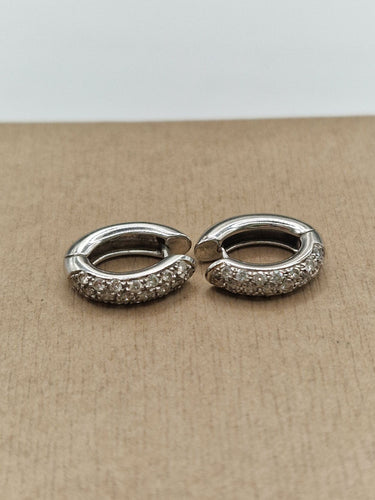 Boucles d'oreilles Boucles d'oreilles demi-créoles en or blanc et diamants 58 Facettes