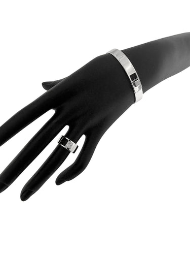 Bracelet 51 DINH VAN - Demi parure Bracelet et Bague Cube Lock or blanc et diamants 58 Facettes