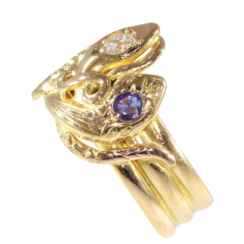 Bague 58 Bague Serpent Victorienne : Un Trio Symbolique en Or 58 Facettes 24137-0077