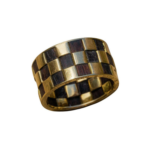 Bague 50 VAN CLEEF & ARPELS - Damier - Bague en or jaune et bois d'ébène 58 Facettes