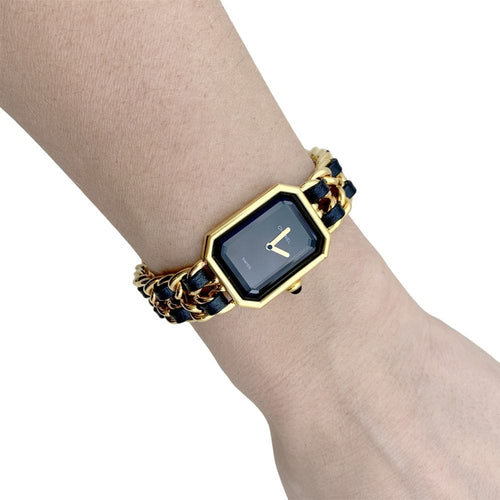 Montre Montre Chanel, "Première", plaqué or, cuir. 58 Facettes 35027