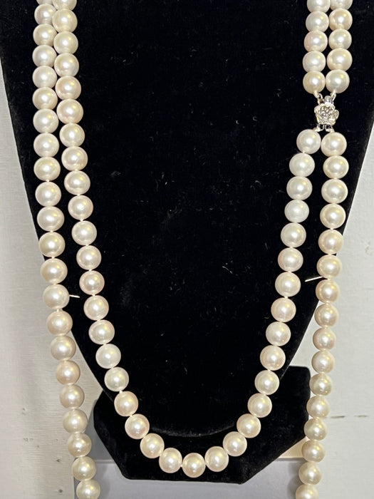 Collier Collier deux rangs 162 Perles de culture blanches 60,5 Cm 58 Facettes