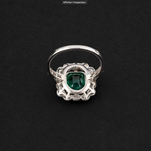Bague 51 Bague en platine, diamants, émeraude - Vers 1920 Art Déco 58 Facettes A3100