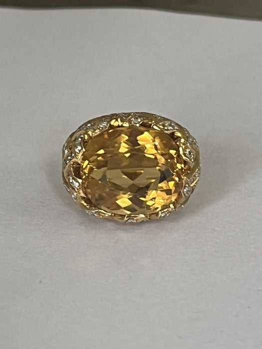 Bague ARFAN or jaune citrine diamants