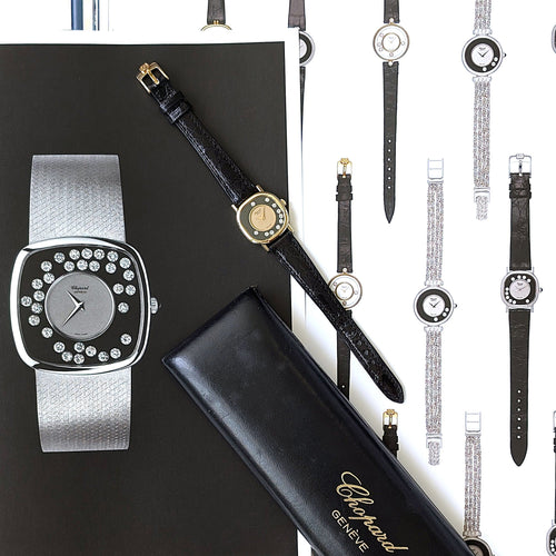 Montre Chopard Happy Diamonds Onyx Dial 18k Gold 10 Diamonds 5089 5 Cushion Coussin Jewelry 58 Facettes