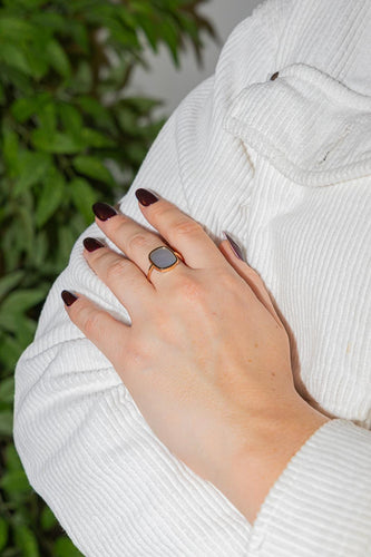 Bague 56 Ginette NY Bague White mop antique Or rose Nacre 58 Facettes 2730190CN