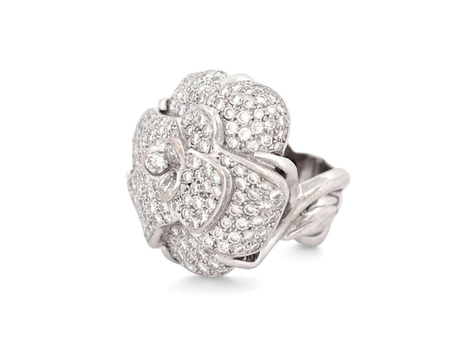 Bague 53 bague cocktail camelia t53 sertie de 188 diamants 4.12ct or blanc 18k 27.5g 58 Facettes 270127