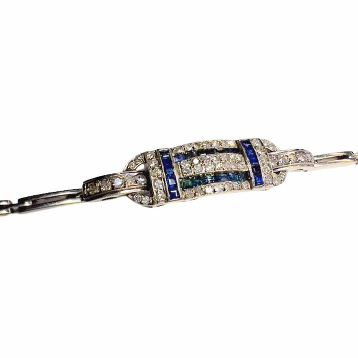 Bracelet BRACELET PLATINE STYLE ART DÉCO avec DIAMANTS et SAPHIRS 58 Facettes A1499