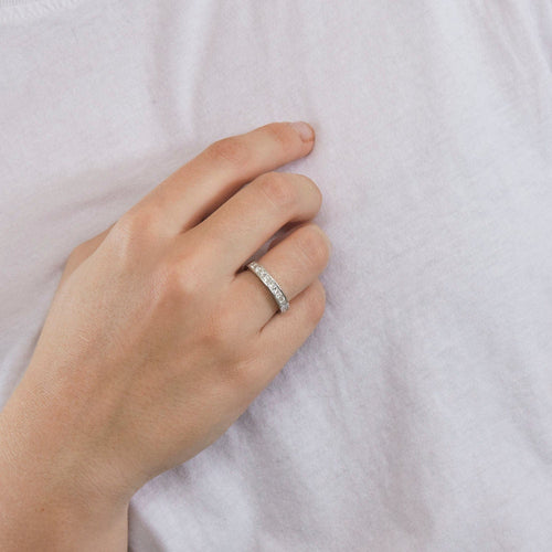 Bague 54 Demie alliance or blanc diamants 58 Facettes 311955