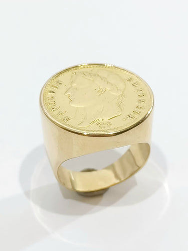 Bague 57.5 Bague Or jaune Napoléon III 58 Facettes 2945/1