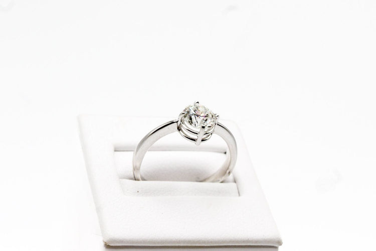 Bague 56 Solitaire or blanc et diamant 58 Facettes 240214