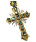 Bague Bague croix de style colonial avec émeraudes colombiennes de 2 ct en or jaune 58 Facettes Q402B