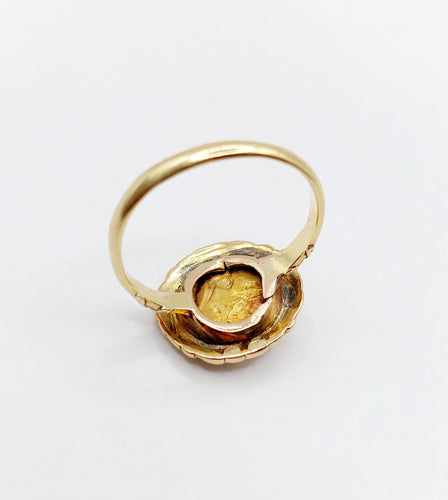 Bague 51 Bague art deco or jaune 18k diamant et couronne de lauriers (circa 1920) 58 Facettes A06161