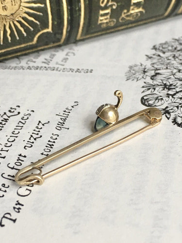 Broche Broche victorienne en or jaune 18k et platine, saphir cabochon et diamants 58 Facettes