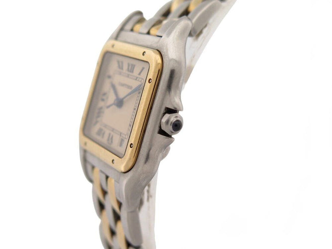 Montre vintage montre CARTIER panthere 110000r or 18k 2 rangs acier quartz 58 Facettes 268500