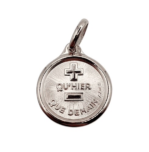 AUGIS - Pendentif médaille d'amour or blanc  "+ qu'hier - que demain" - L'Originale Mini