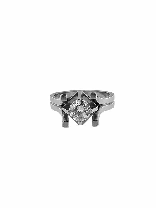 Bague 50.5 Bague solitaire certifiée HRD en palladium et diamant 58 Facettes