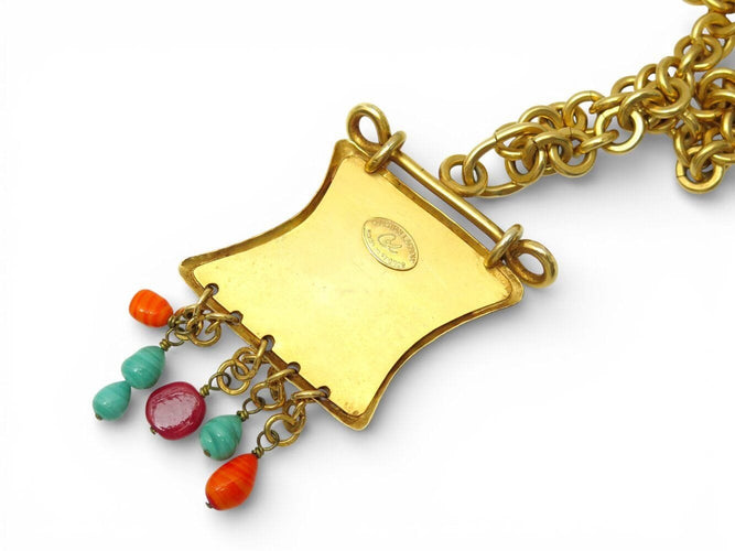 Collier vintage collier CHRISTIAN LACROIX pendentif breloques pierres pampille 58 Facettes 272656