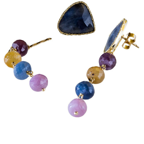 Boucles d'oreilles Boucles d'oreilles saphir multicolore et or 58 Facettes TA142