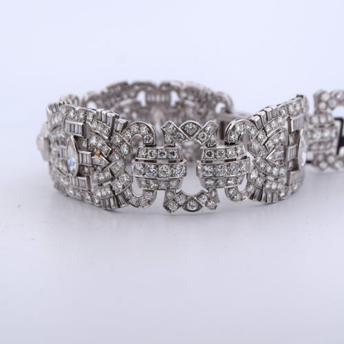 Bracelet Bracciale stile art déco en platine et diamants 58 Facettes